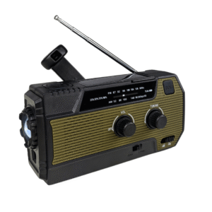 Nødradio FM/AM - 4000 mAh powerbank - Håndsving - Solcelle